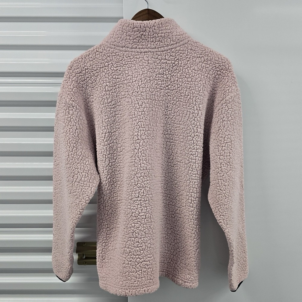 PINK Victoria's Secret Sherpa Fleece Quarter Zip Pullover Women's L Dog Logo - Picture 3 of 5